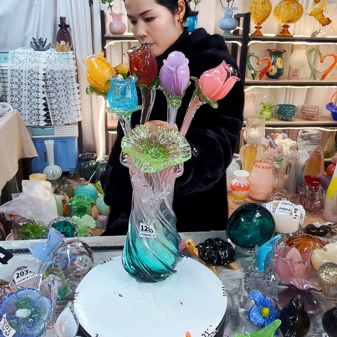 优***奇6花1瓶家悦美居琉璃摆件