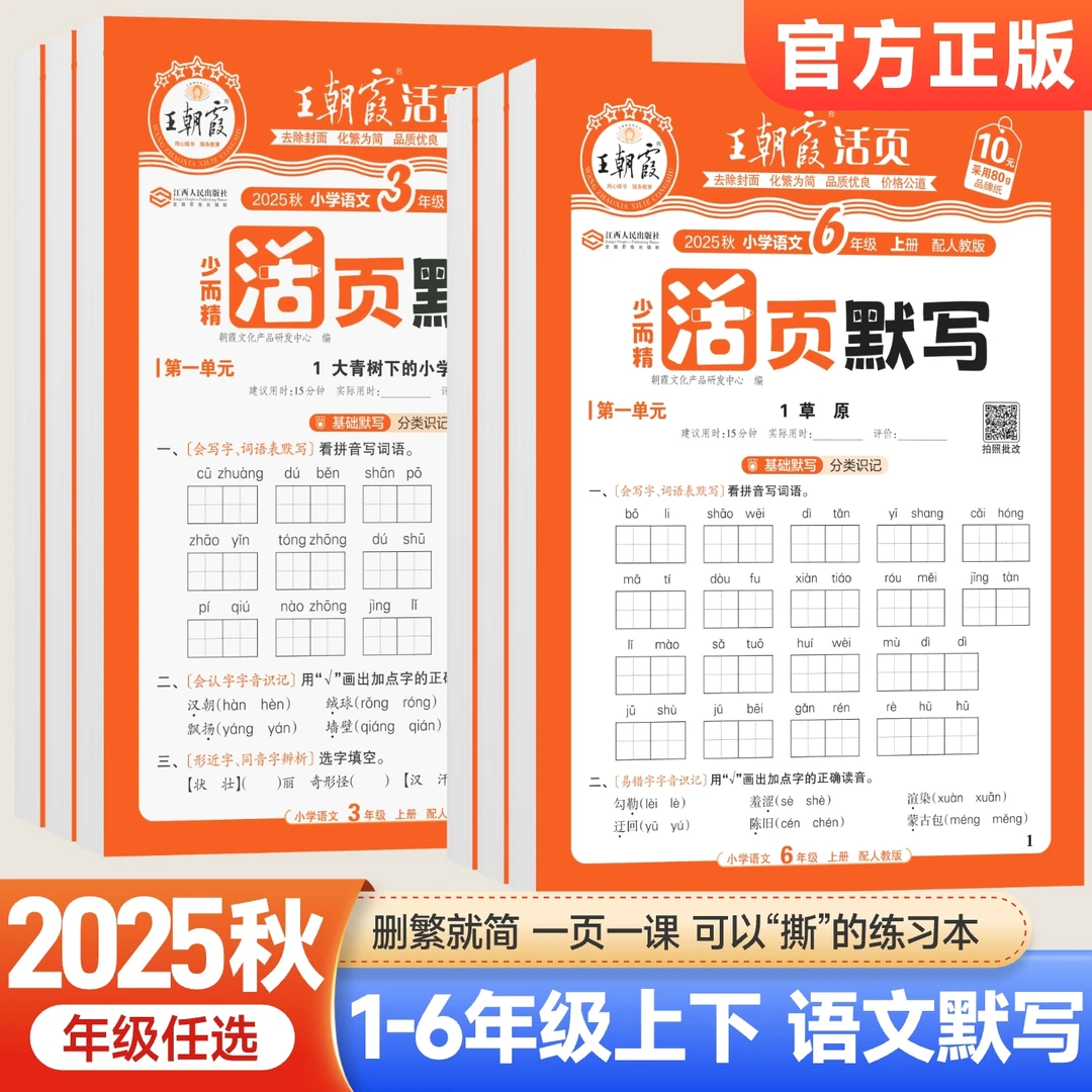 2025新版王朝霞少而精活页默写一二三四五六年级语文上下数学英语