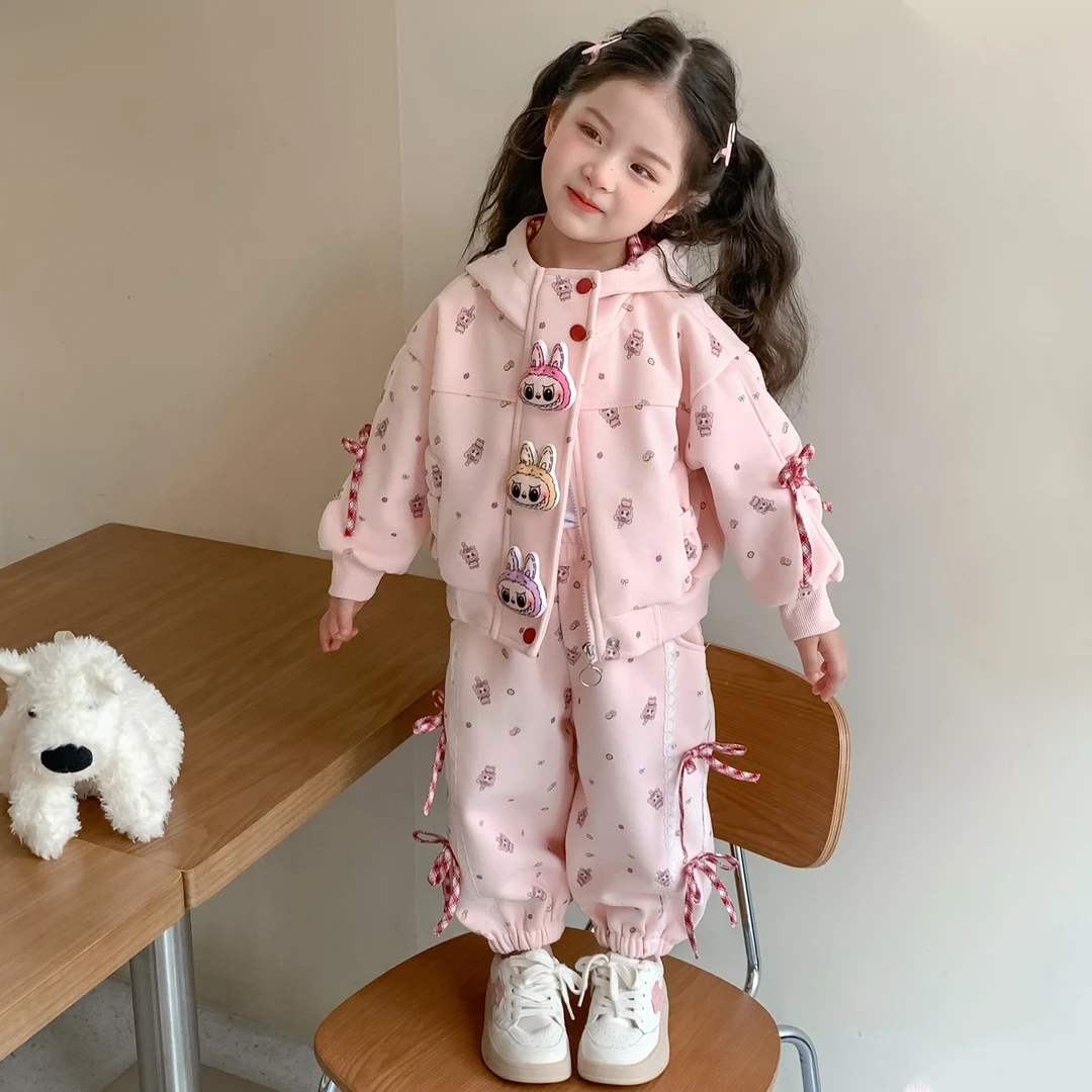 女童秋款卡通套装6-8岁女童运动秋装2025新款2025女童炸街潮服