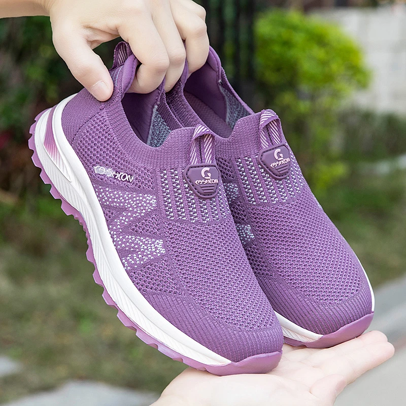 足力健运动鞋旗舰正品老人鞋女夏季透气网面中老年轻便软底妈妈鞋