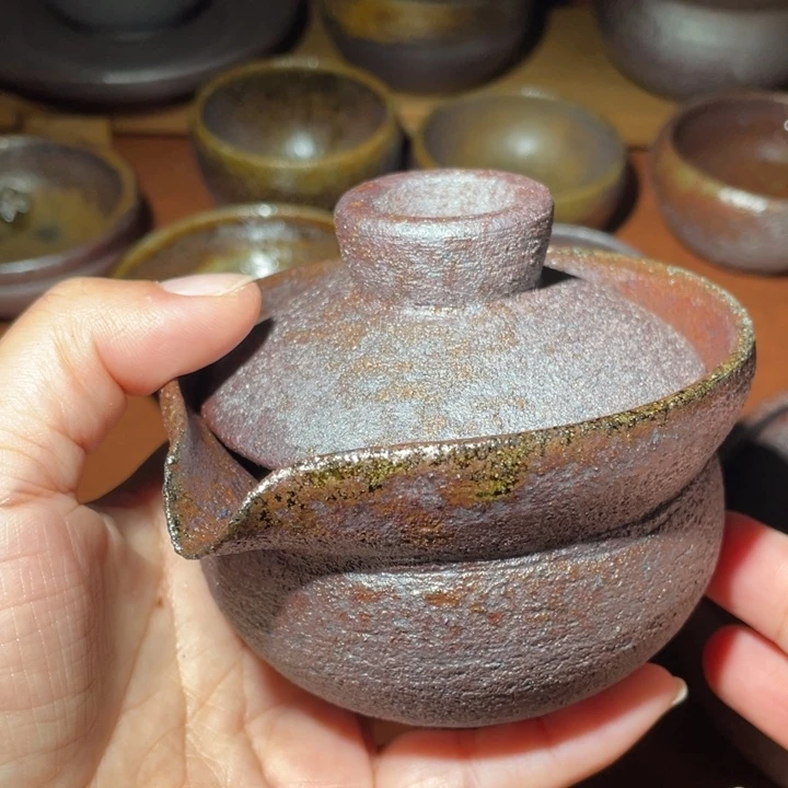 土***丝茶盏柴烧自然落灰烧微瑕