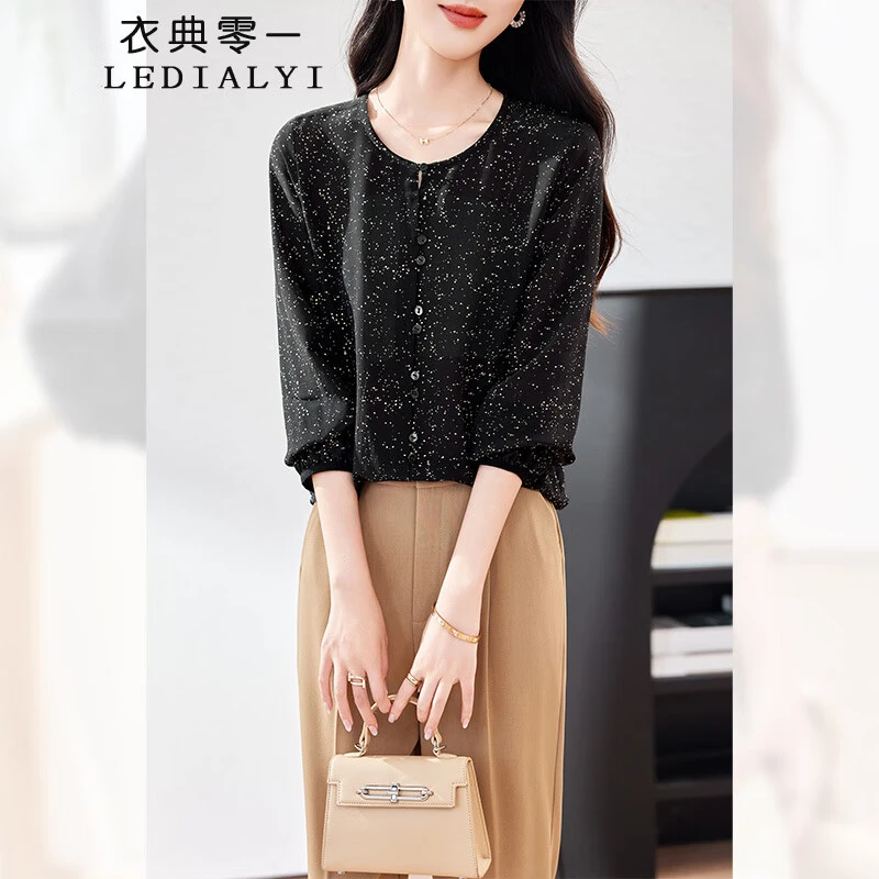 时尚高端显瘦双绉真丝衬衫女长袖2025春秋新款气质洋气桑蚕丝上衣