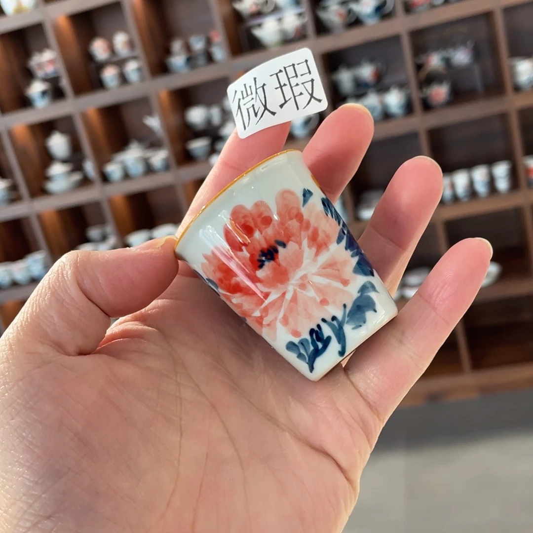 釉下手绘茶具微瑕