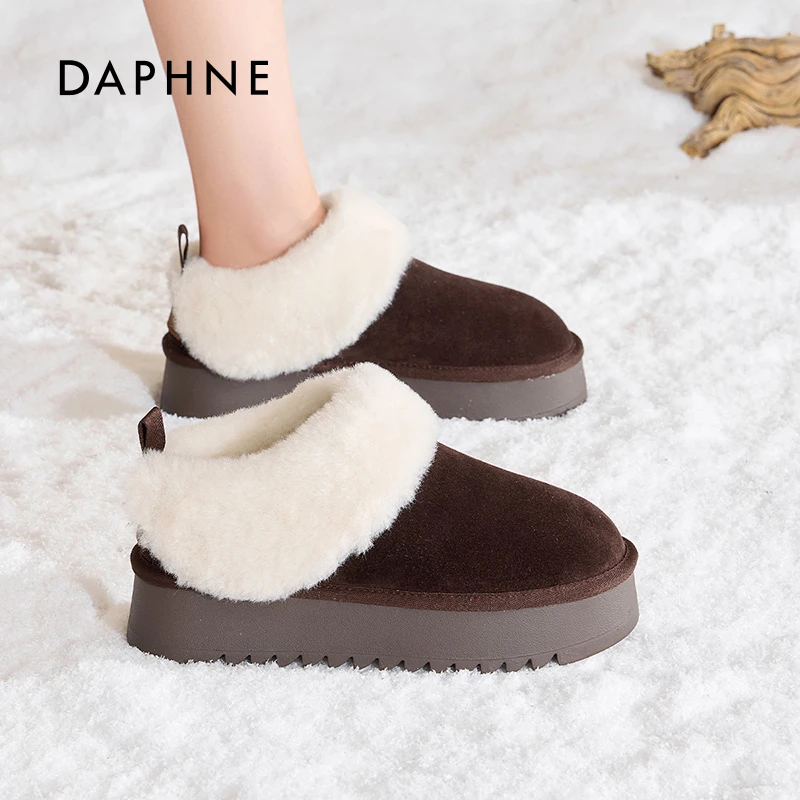 Daphne/达芙妮时尚雪地靴星拖厚底保暖雪地靴软底时尚厚底秋冬c
