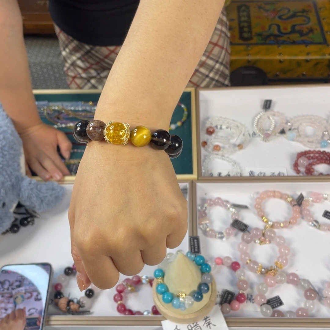 烟晶手链银S925镶嵌