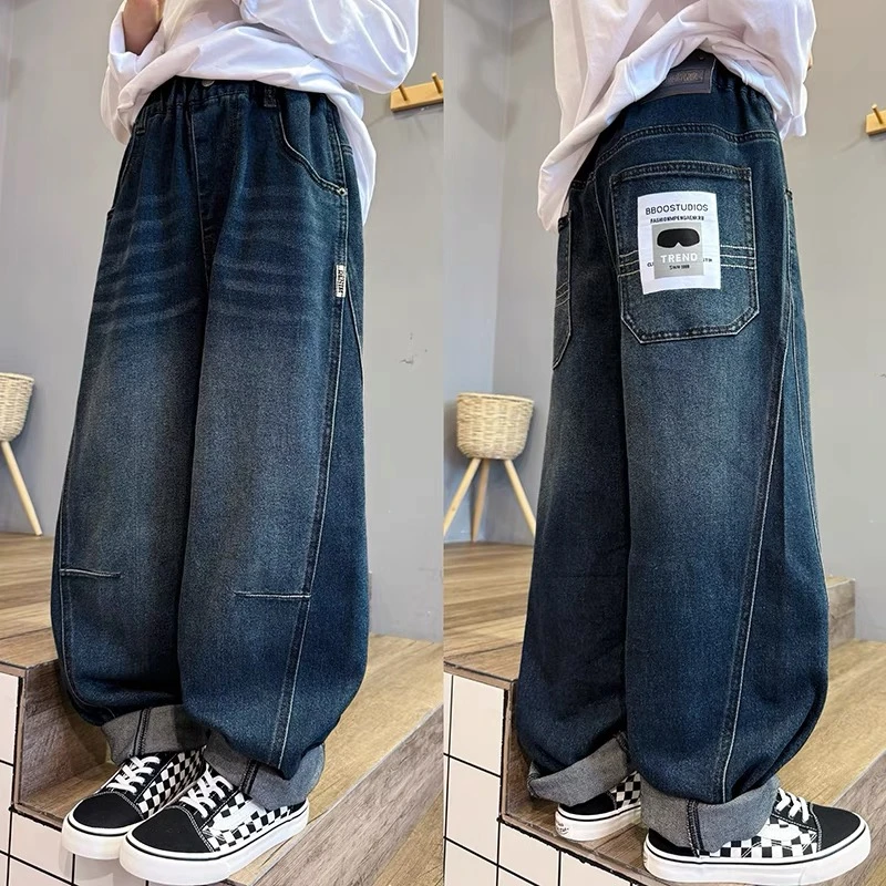 （老爹裤）2025春秋宽松洋气休闲款儿童炸街牛仔裤子NY5025