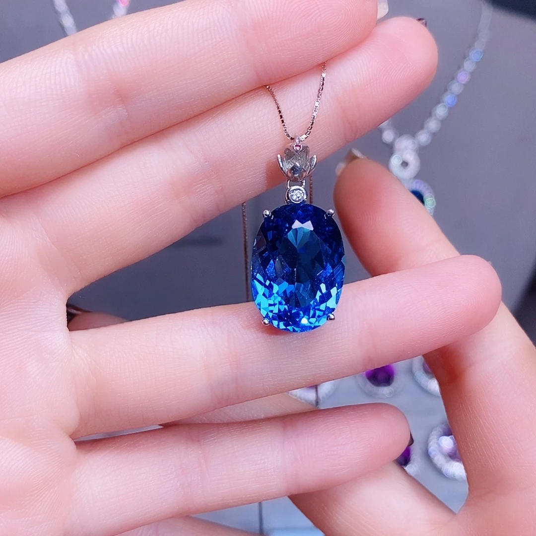 托帕石颈饰银S925镶嵌1212