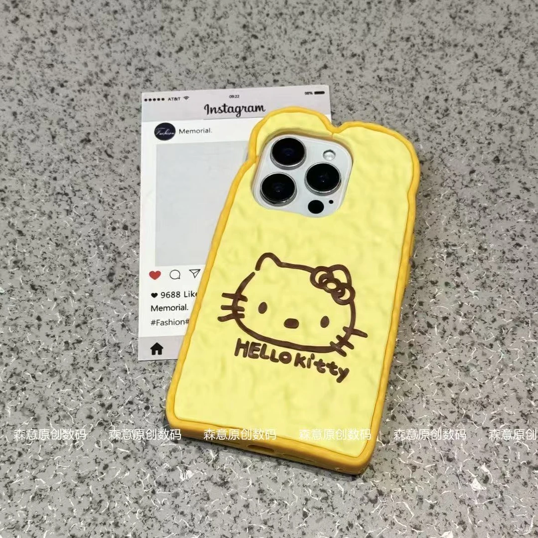 【苹果】仿真卡通KT吐司硅胶手机壳适用苹果iphone16promax软一体