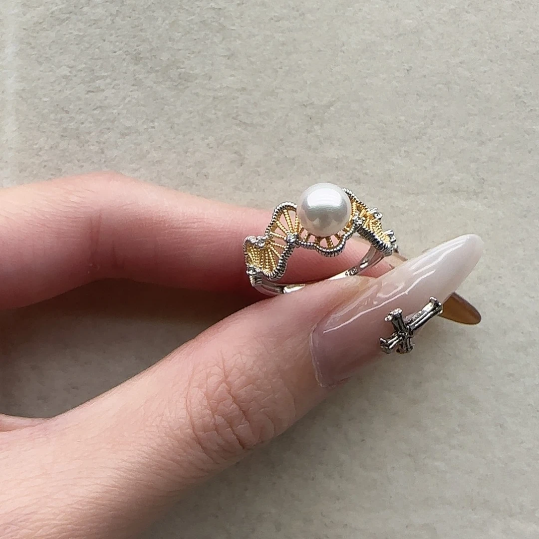 戒指26银S925镶嵌海水珍珠