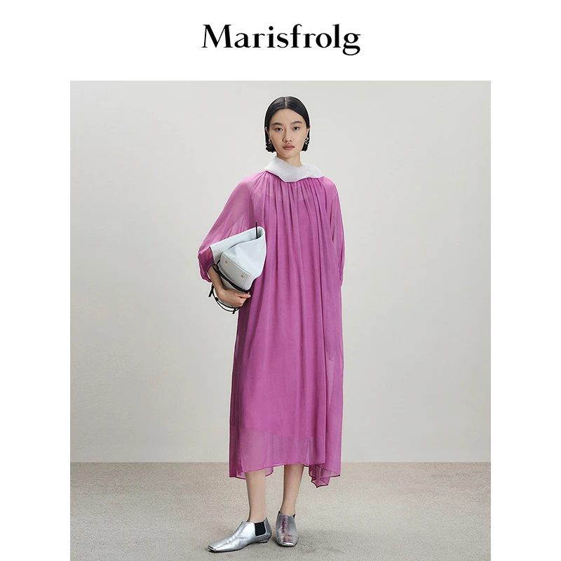 【专柜新款】Marisfrolg/玛丝菲尔轻奢多巴胺真丝连衣裙T1FZ20686