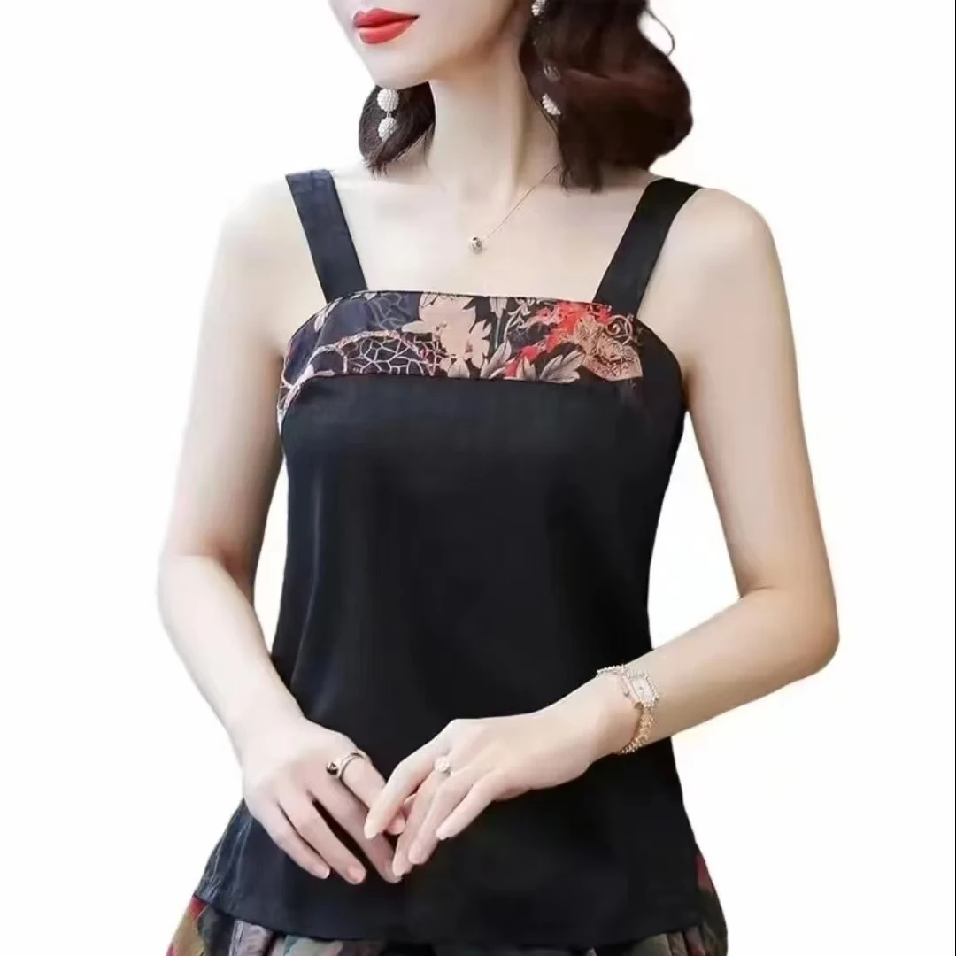 时尚显高级龟裂纹双面穿气质百搭百配吊带高品质显瘦通勤夏季