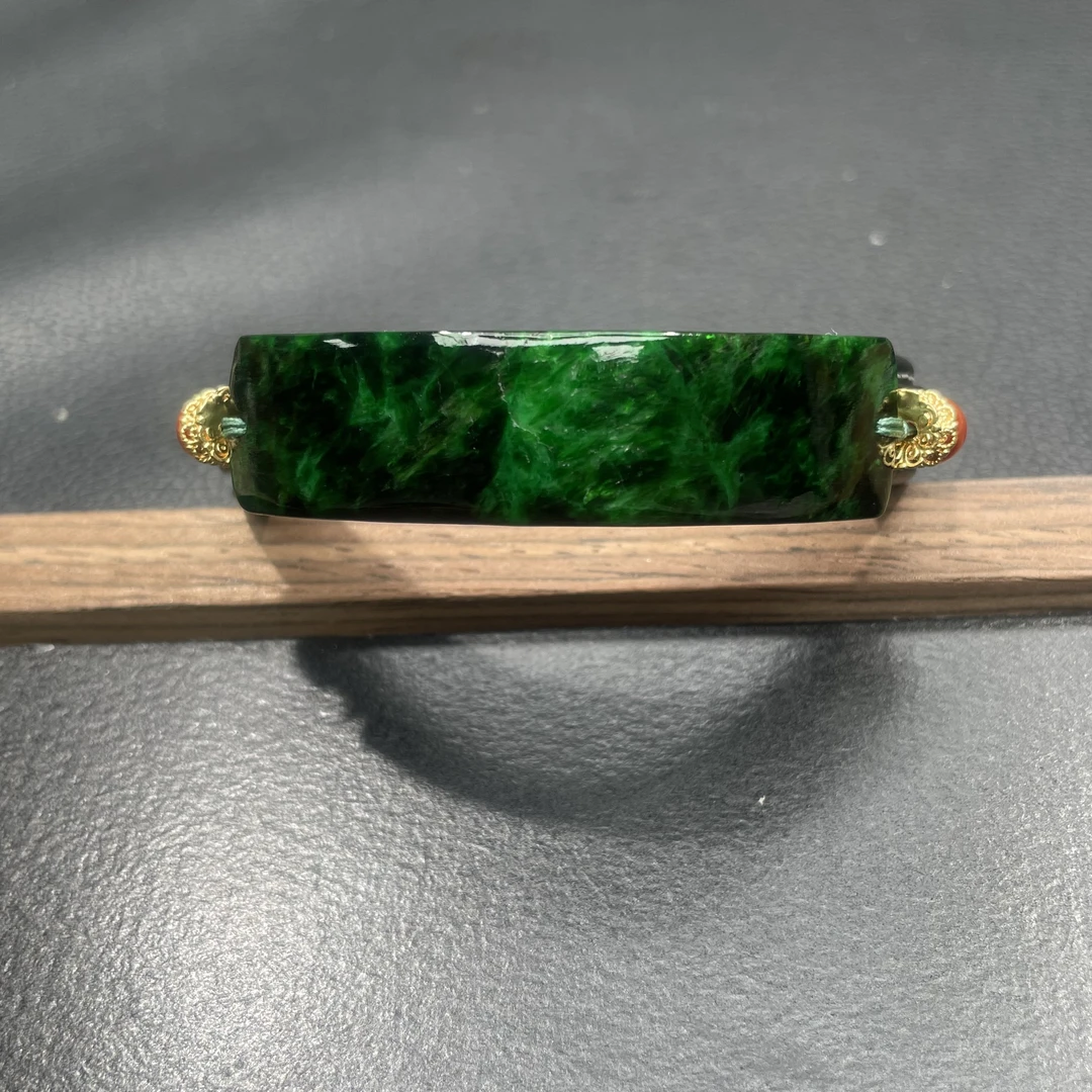 天然缅甸A货翡翠辣绿色宽版手镯手牌手饰手工古风满绿复古女士