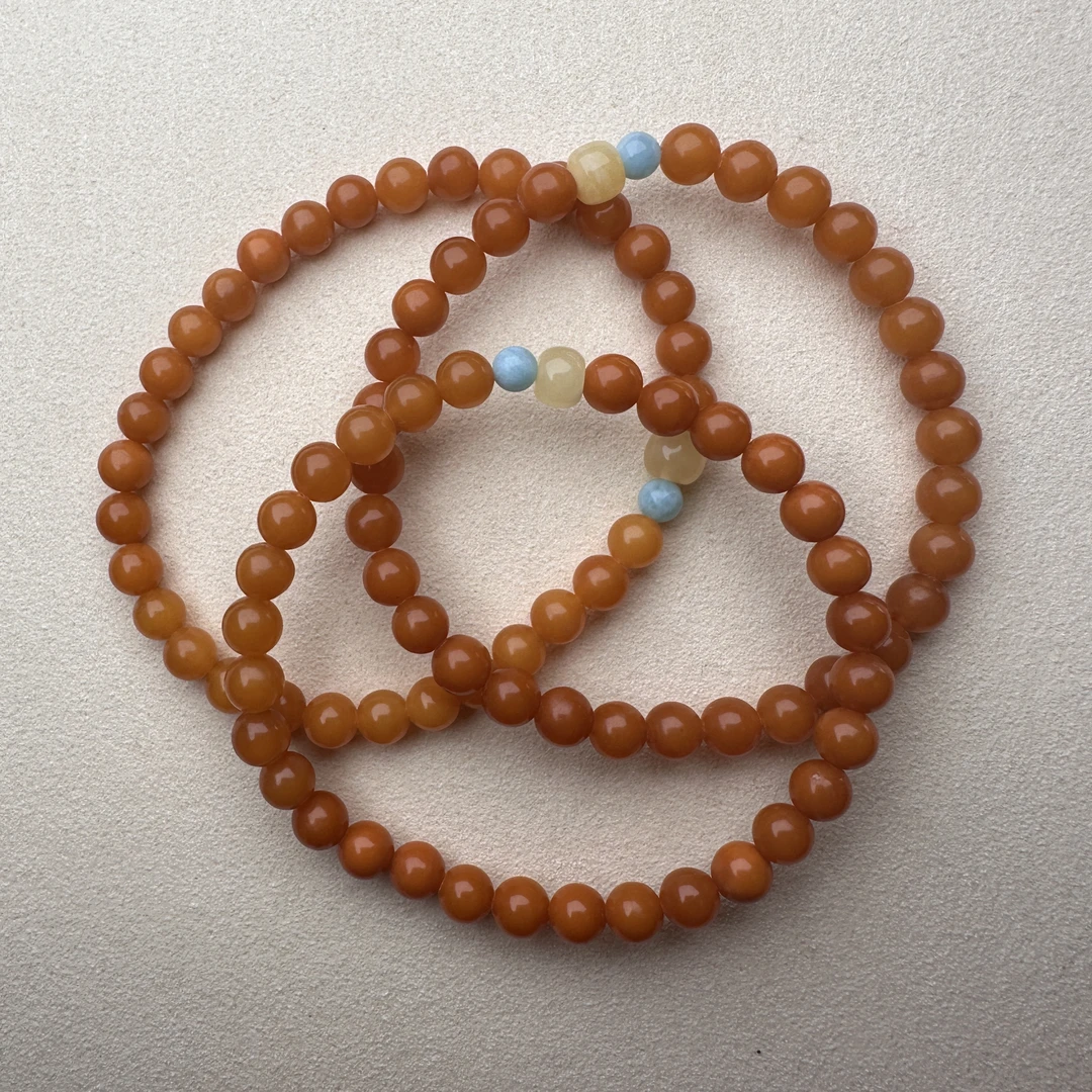 俄料鸡油红蜜蜡素圈简约单圈手链多样性发其一J050