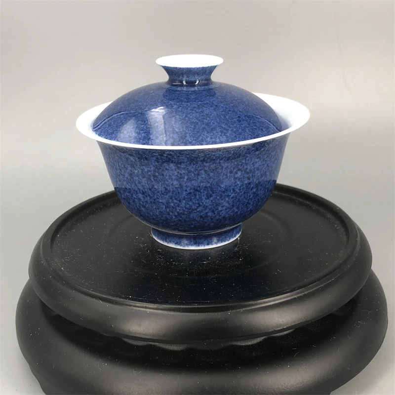 CLJJ2-3360[学茶严选]薄胎洒蓝元宝盖碗陶瓷