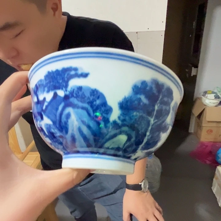 瓷片景德镇陶瓷山水6寸