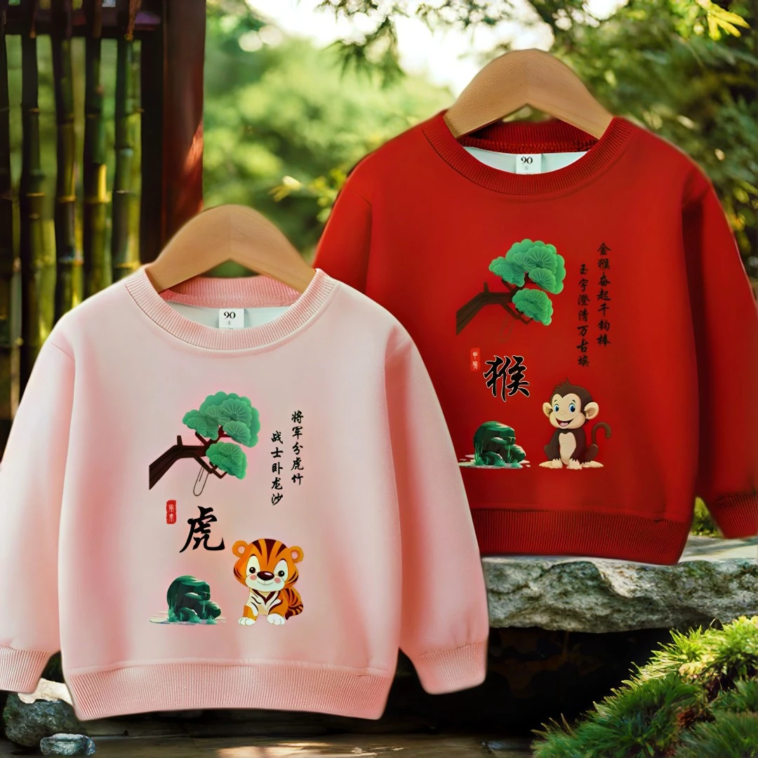 2025春秋新款男童女童中小童宝宝十二生肖纯棉卫衣儿童上衣卫衣