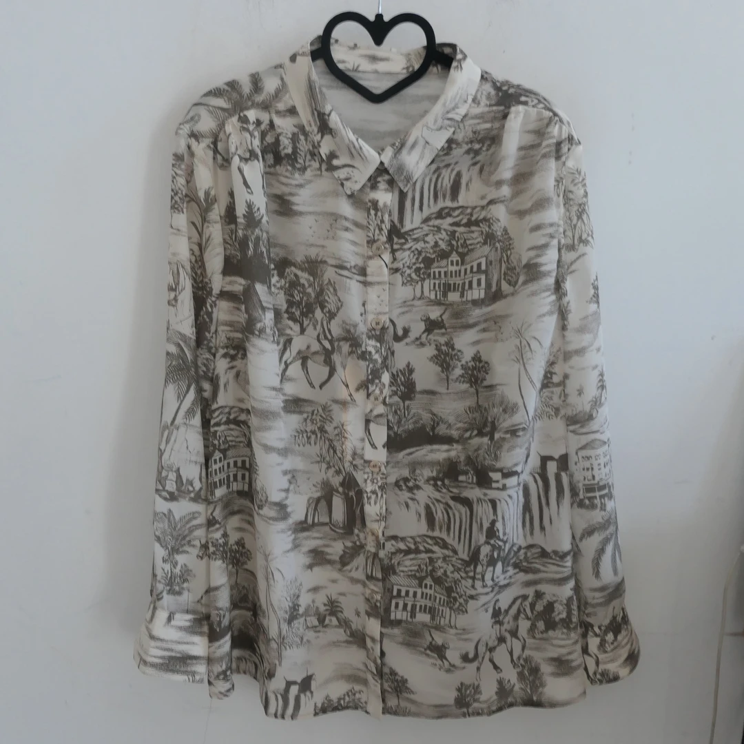 AB-1818早春巴家款庄园人家桑蚕丝百搭衬衫上衣白色衬衣