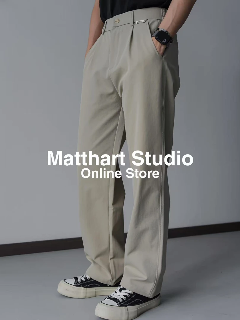 Matthart夏季抗皱休闲裤 百搭基础款松紧腰