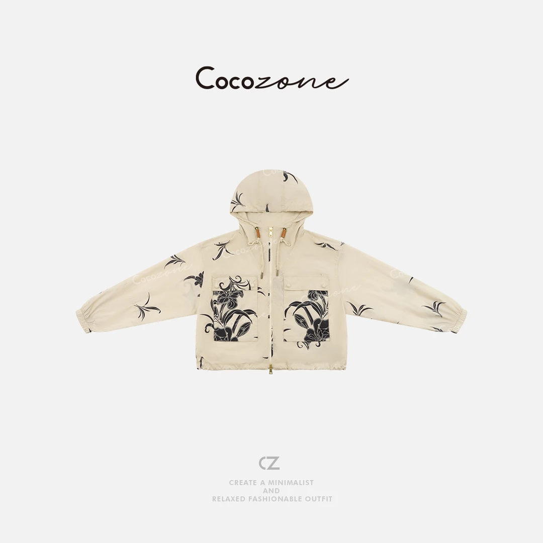 COCO ZONE 刘一一   抽绳印花轻薄户外连帽夹克外套CD1A0923