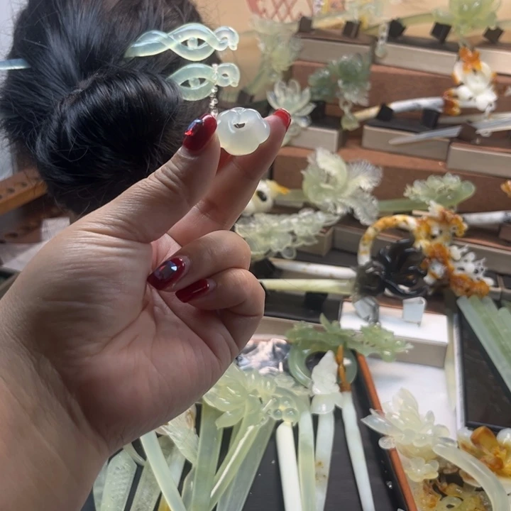蛇纹石玉合金发饰