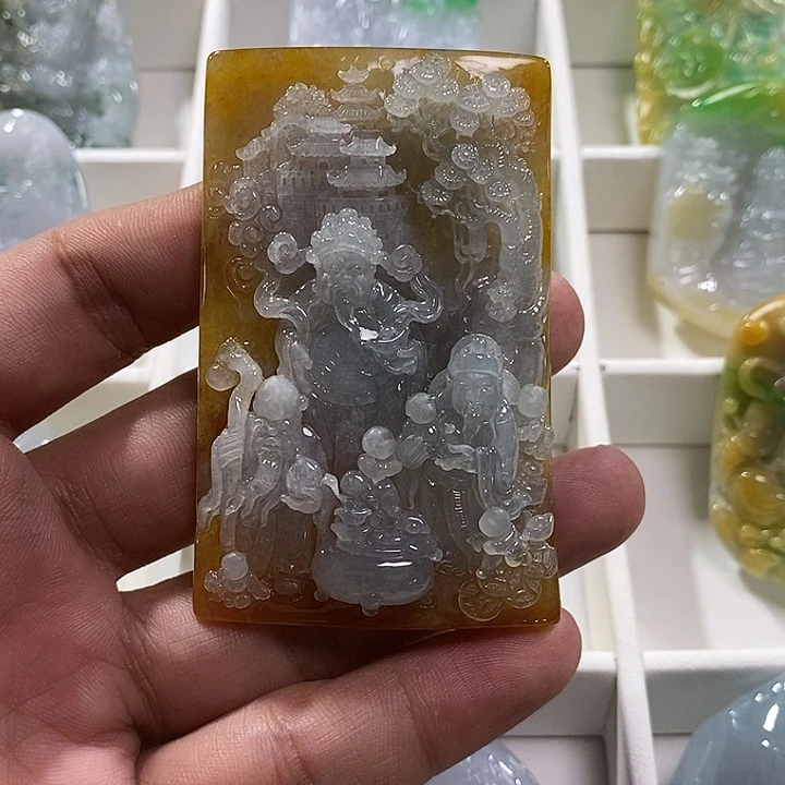 翡翠未镶嵌颈饰美****姐福禄寿