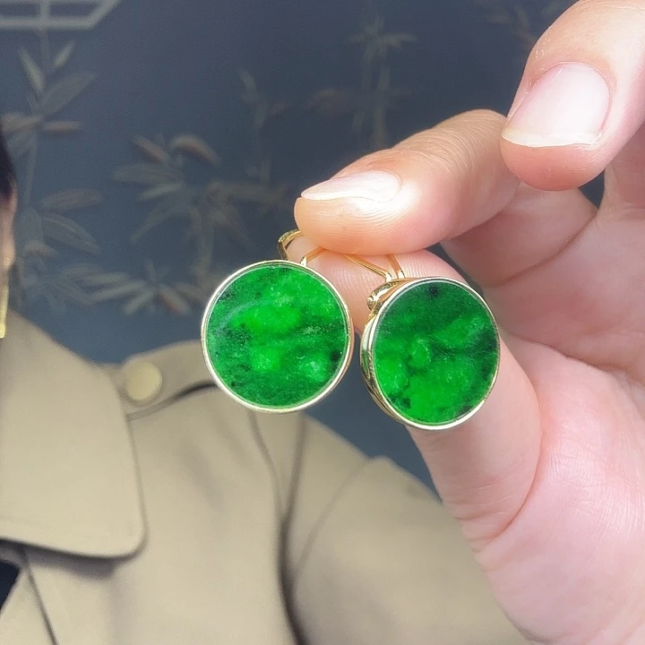 翡翠银S925镶嵌耳饰特价