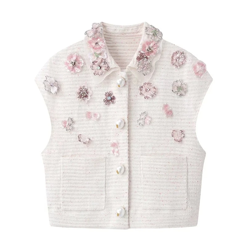 【Y012】女透气拼接马夹名媛气质编织马甲夏季时尚上衣薄款