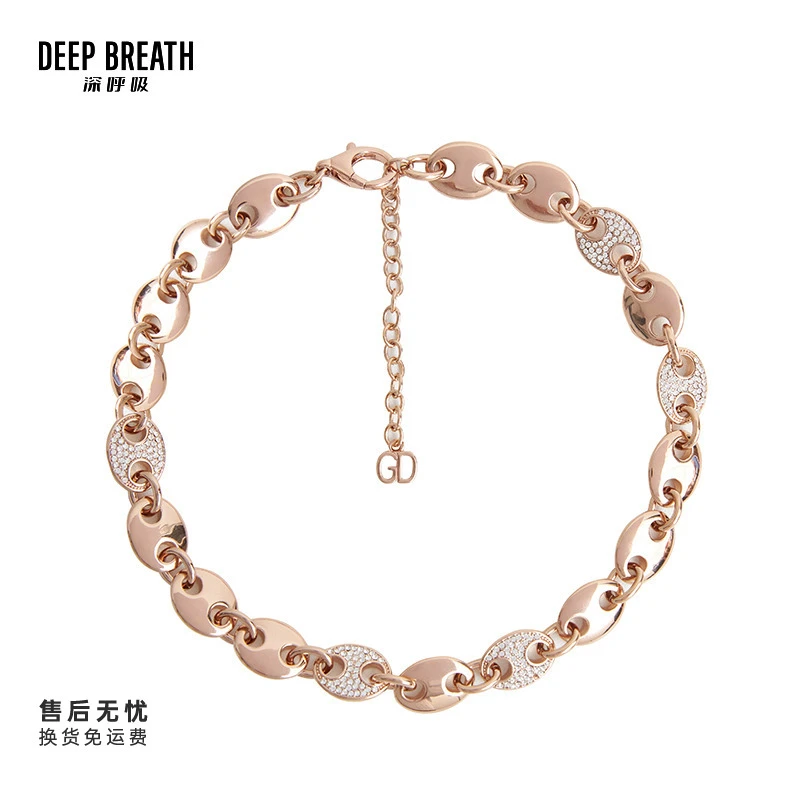 铜项链 DEEP BREATH深呼吸新款质感镶钻项链配饰女A900169