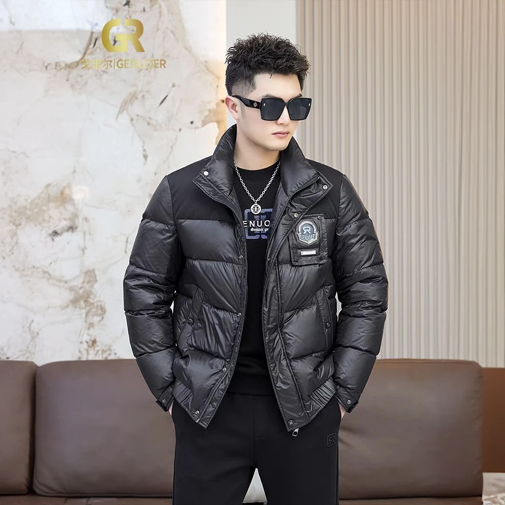 戈诺尔冬季男装拼接休闲新款立领拉链工装时尚冬装外套