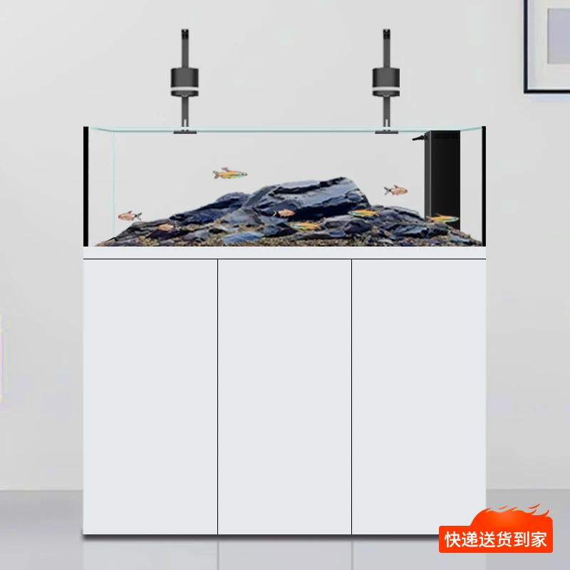 御品空间野采溪流缸鱼缸超白玻璃客厅落地家用底滤生态大型水族箱