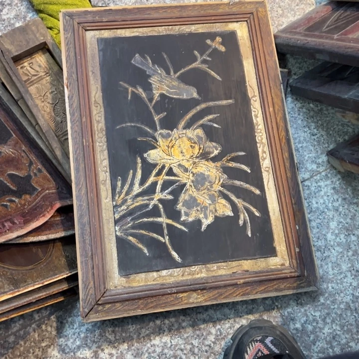 嘉***斋香榧木老木雕花板艺术