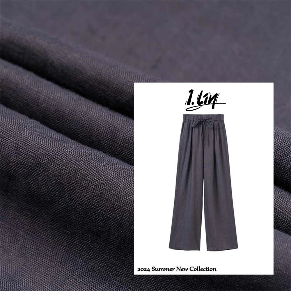 【春节不打烊】亚麻|夏季新款纯色亚麻直筒高腰休闲长裤8003