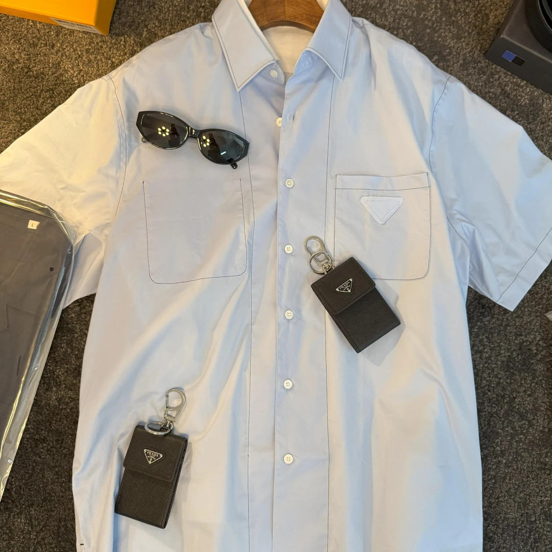 常规款 短袖 扩版 翻领不缩水夏季衬衫白色外套欧款版型 新中式