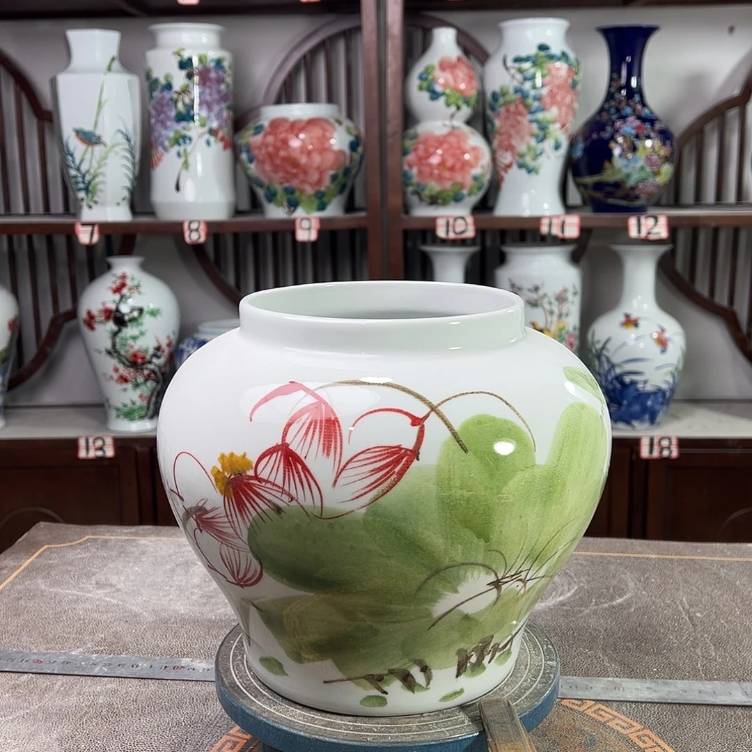 摆件陶景德镇陶瓷大口荷花