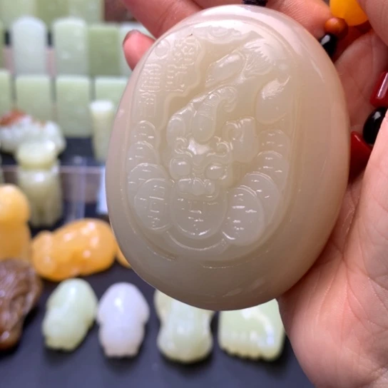 石材方解石手把件