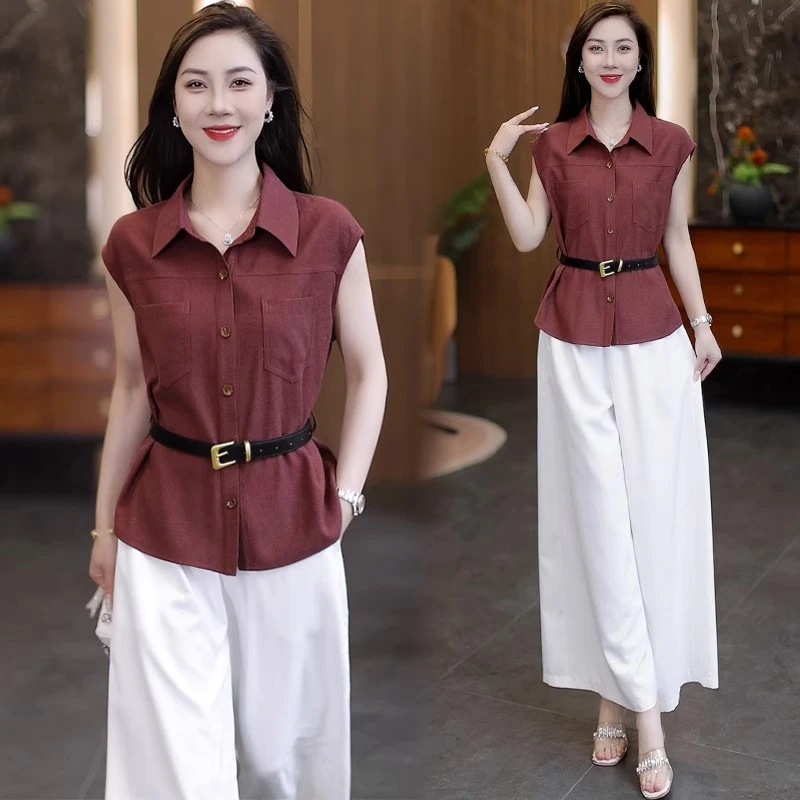 时尚套装女2025夏季新款洋气显瘦减龄短袖上衣阔腿裤休闲两件套