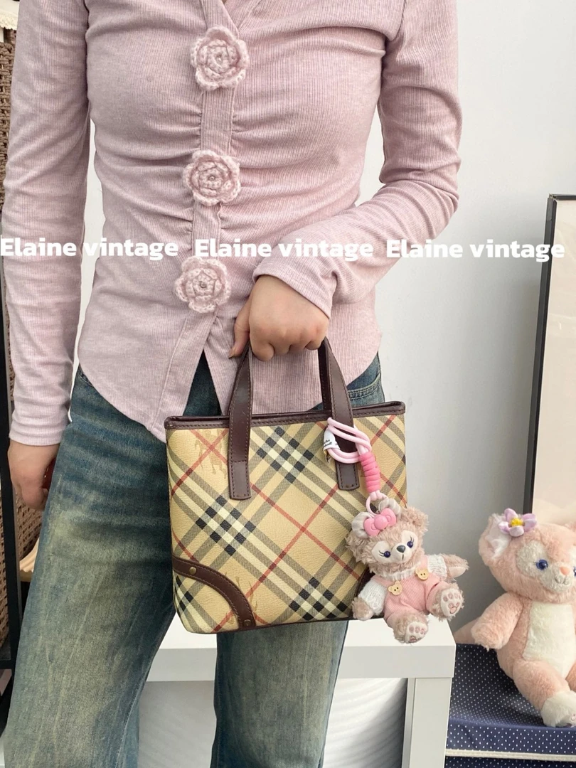 95新 BURBERRY/博柏利 战马格纹tote小手提包(21cm)