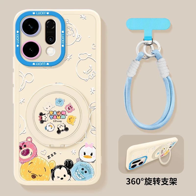 卡通适用opporeno14手机壳多巴胺reno13pro带挂绳oppo防摔12散热