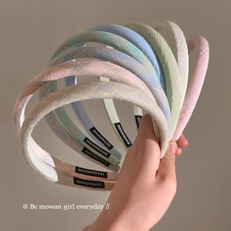 学院风彩色格纹发箍女2025新款百搭外出发卡夏天高级感压发捆头箍