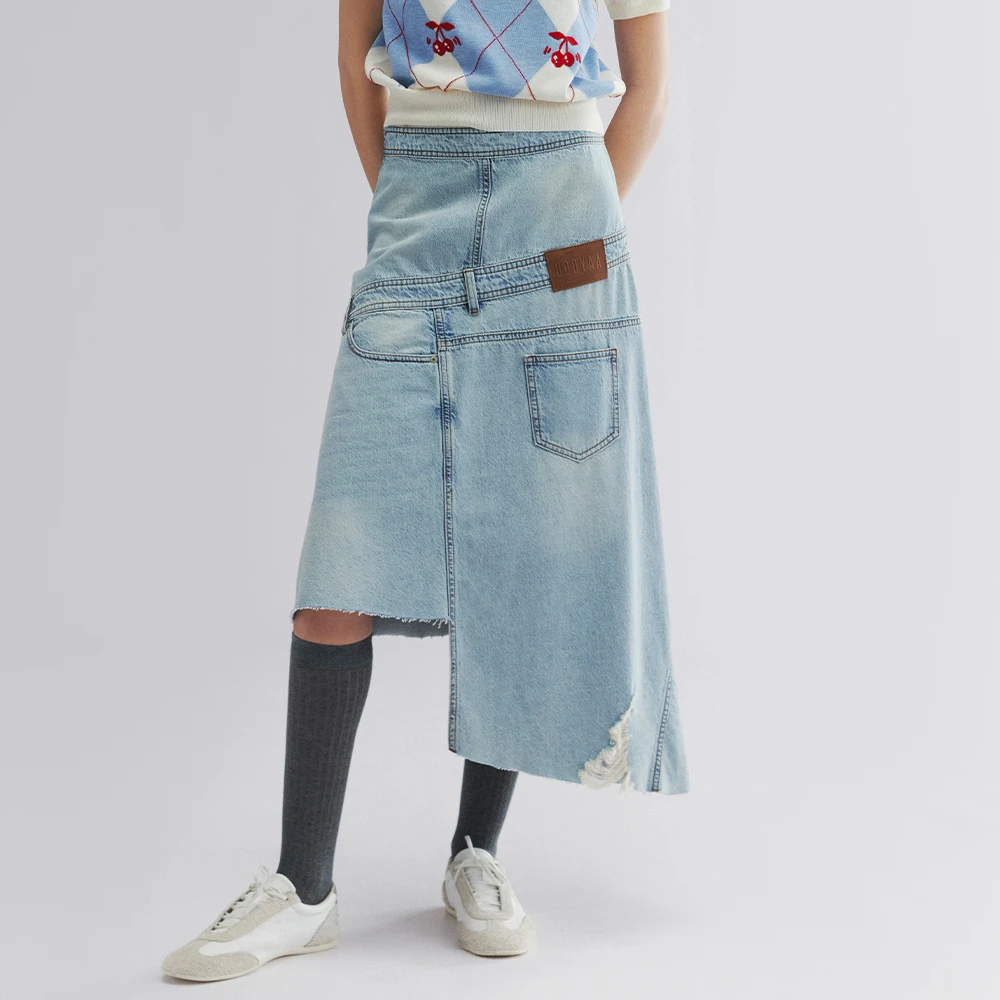 UOOYAA/乌丫2025秋款「随便穿」不规则解构牛仔半裙UY25324N149156