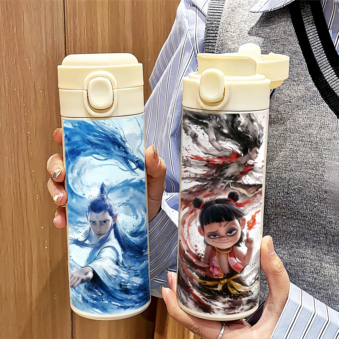 琳漾魔童哪吒不锈钢保温杯高颜值男女生学生上班便携车载豌豆水杯