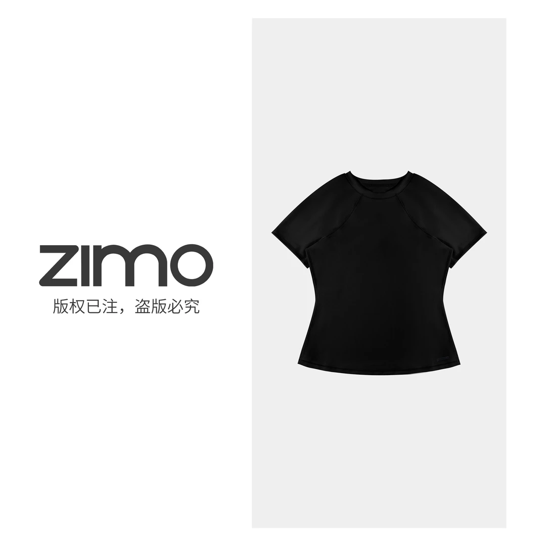 空气层女士短袖经典黑539-zimo-瑜伽健身瑜伽服健身服YFDX539