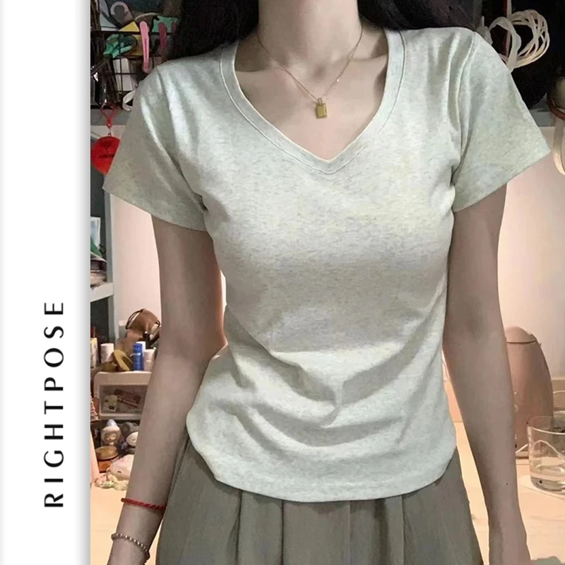 RIGHT POSE/右姿2025新款百搭显瘦打底衫女款爆款短袖春夏T恤上衣