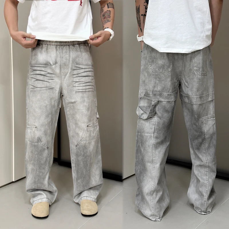 设计感牛仔裤男2025秋季新款宽松显瘦阔腿长裤子高街痞帅休闲男裤