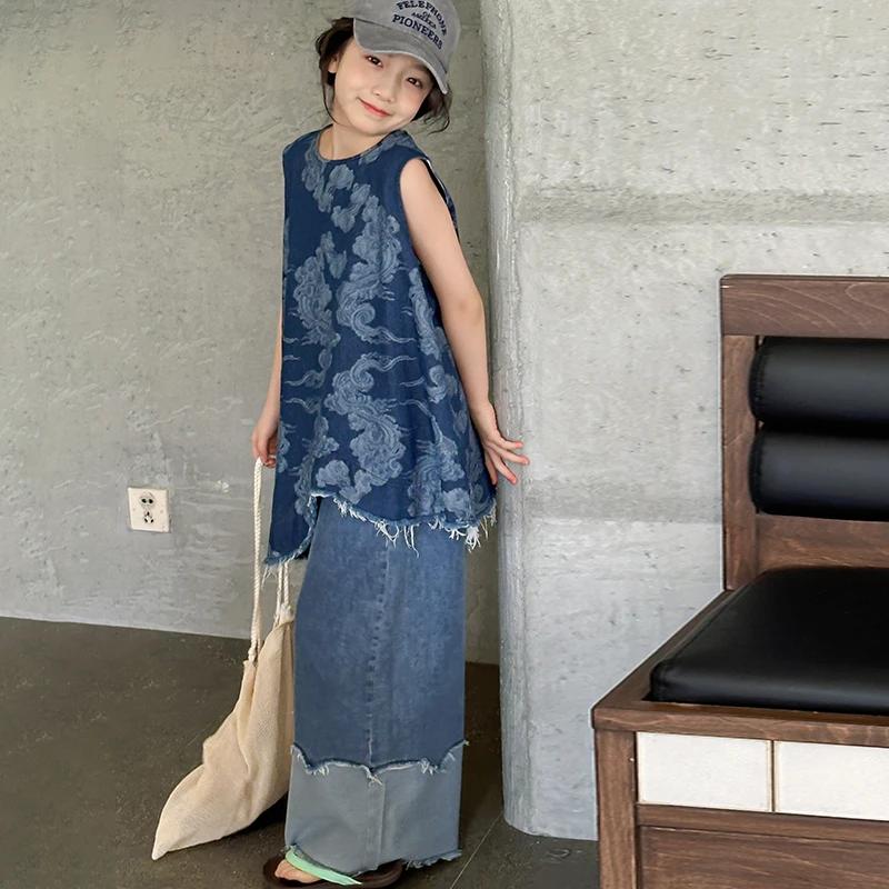 简约潮牌店铺儿童服装2025年新款衣服女童装夏装套装6-12岁高级感