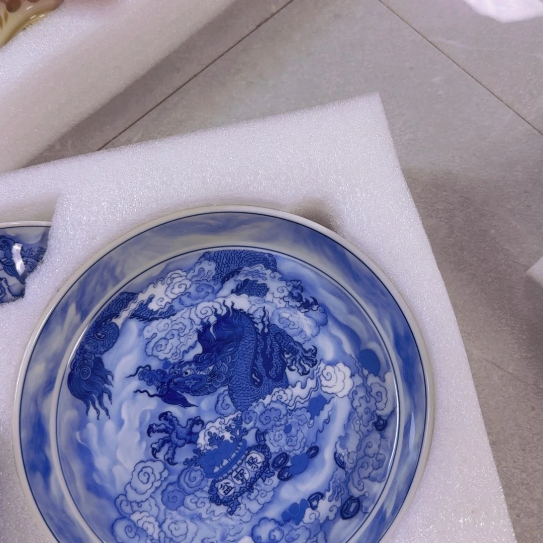 瓷片腾龙献宝5件套景德镇