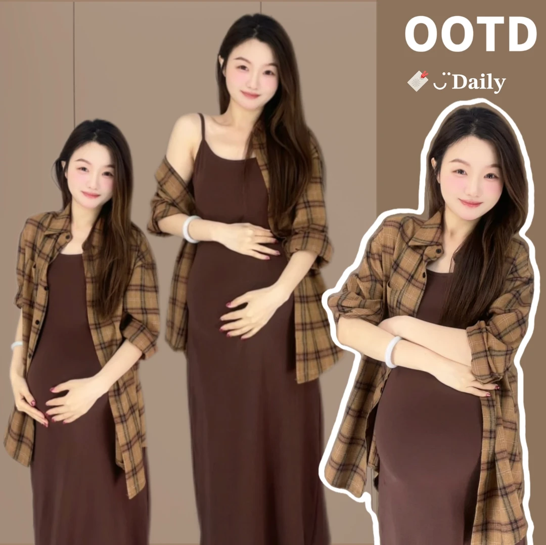 【壹点点甜】茶歇法式吊带连衣裙子孕妇穿搭搭配衬衫高级感套装