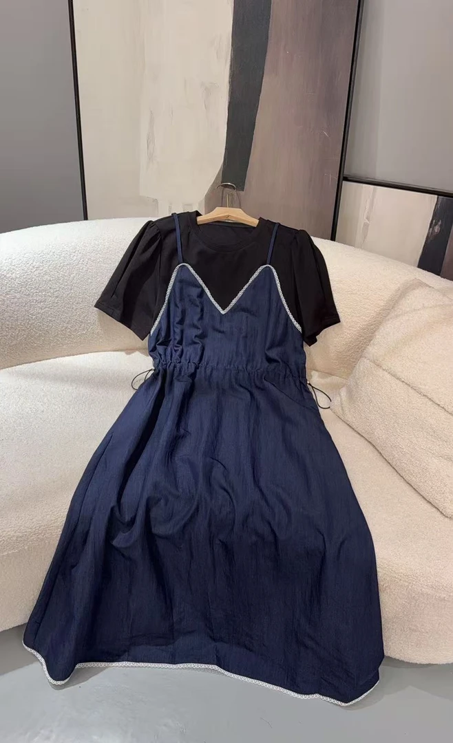 8908【PINGJIE】2025高货连衣裙韩版时尚休闲潮流舒适百搭洋气裙子