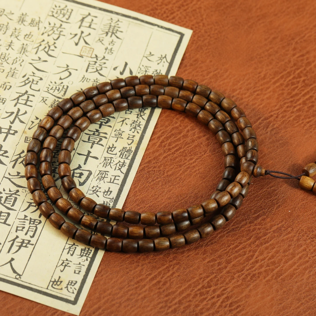 红土沉水沉香6*7鼓珠长串文玩好物017905
