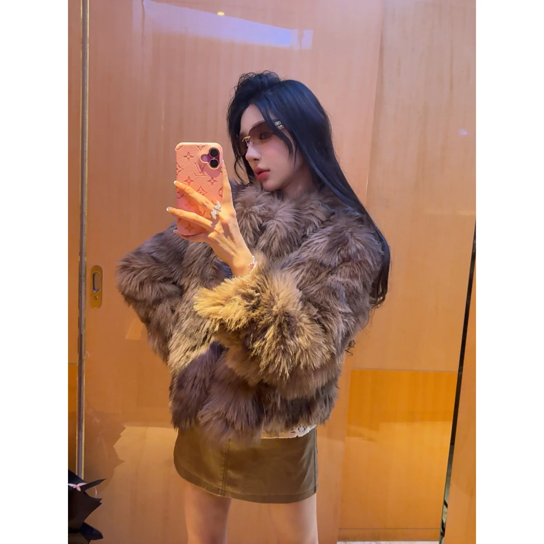 【绒光曳影】AMYSURE FUR 2025秋冬新款彩毛加厚毛毛外套L88035